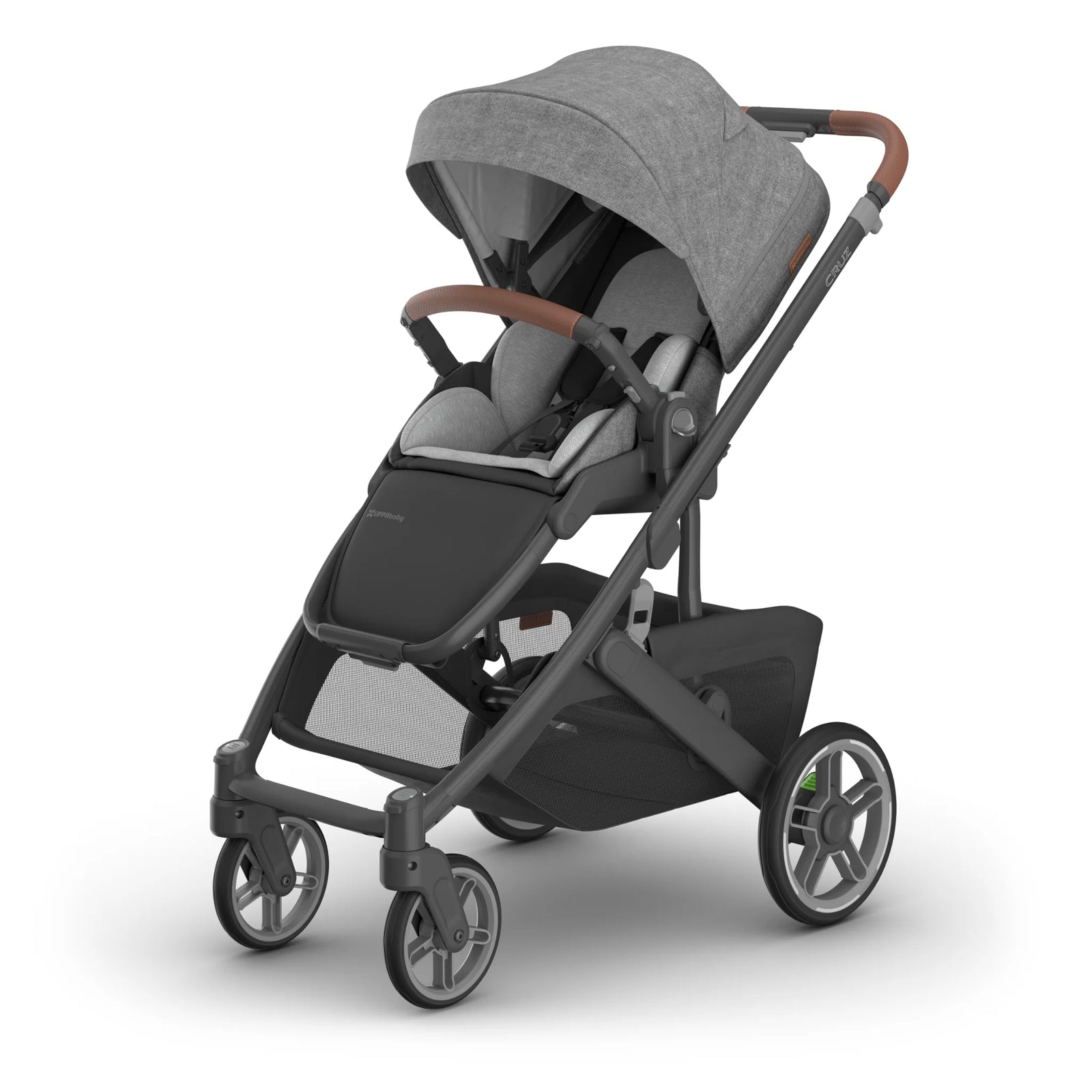 UPPAbaby Cruz V3 single stroller in Greyson on white background.