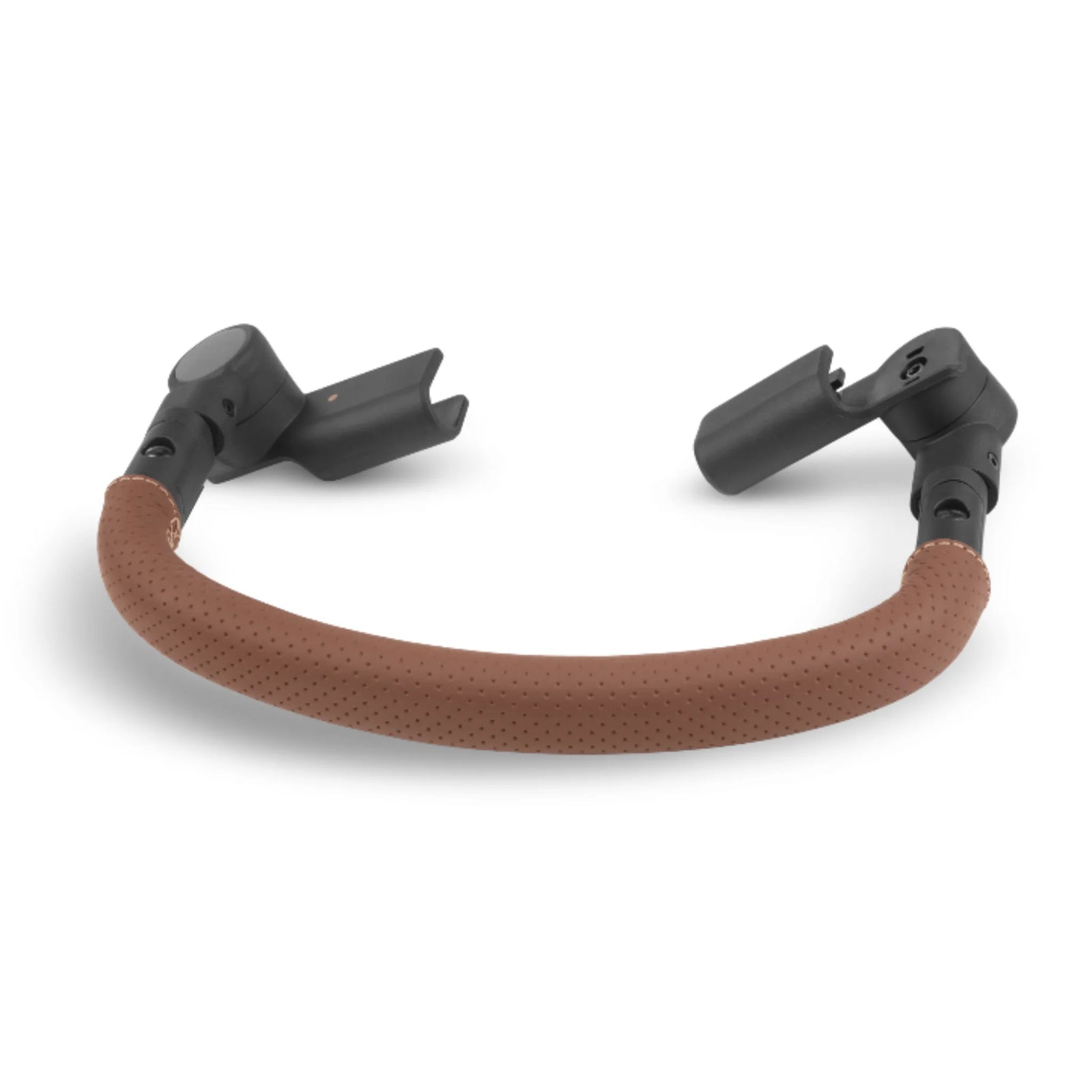 UPPAbaby MINU Duo bumper bar with saddle leather cover, accessory product shot on white background