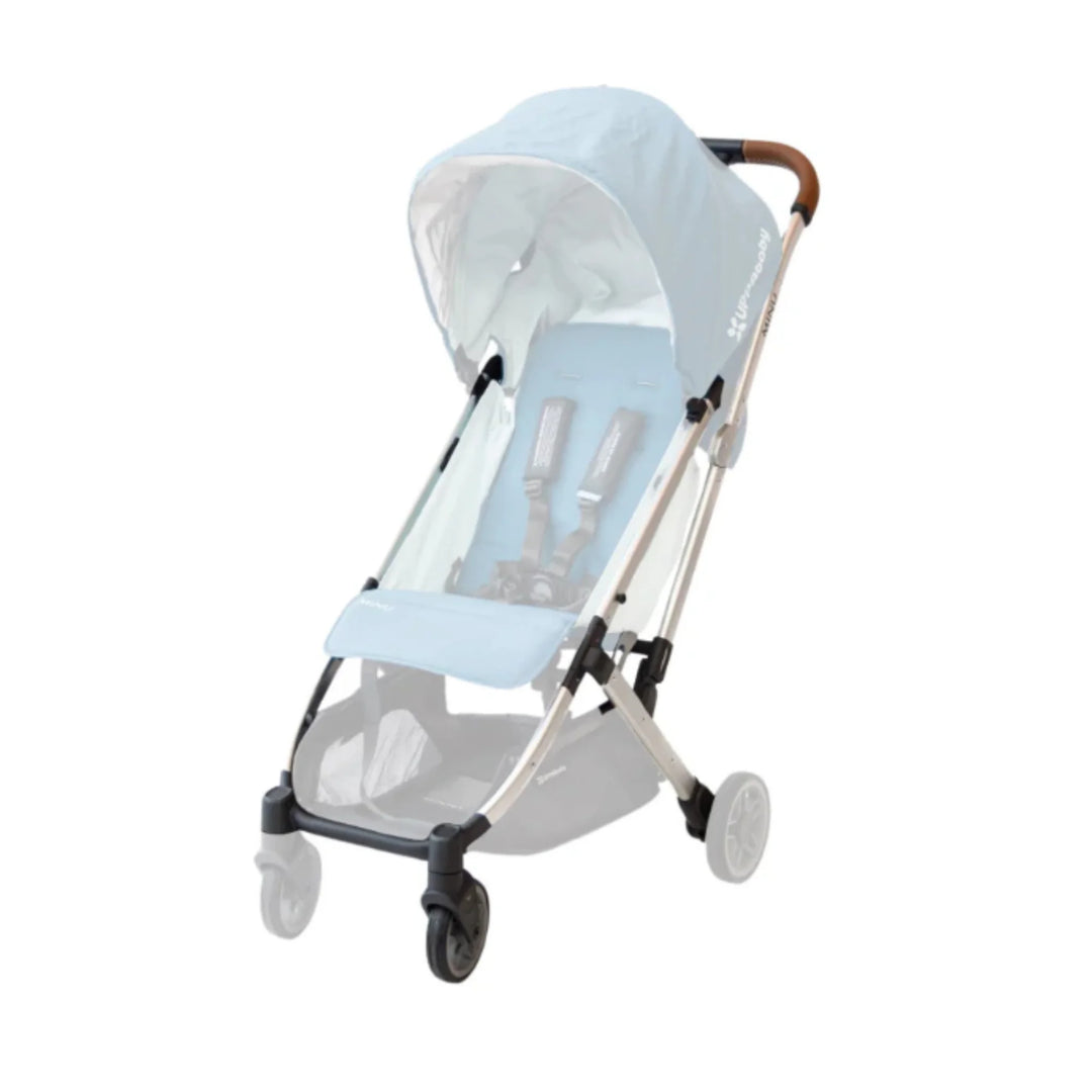 UPPAbaby Minu replacement frame in silver with saddle leather handlebar