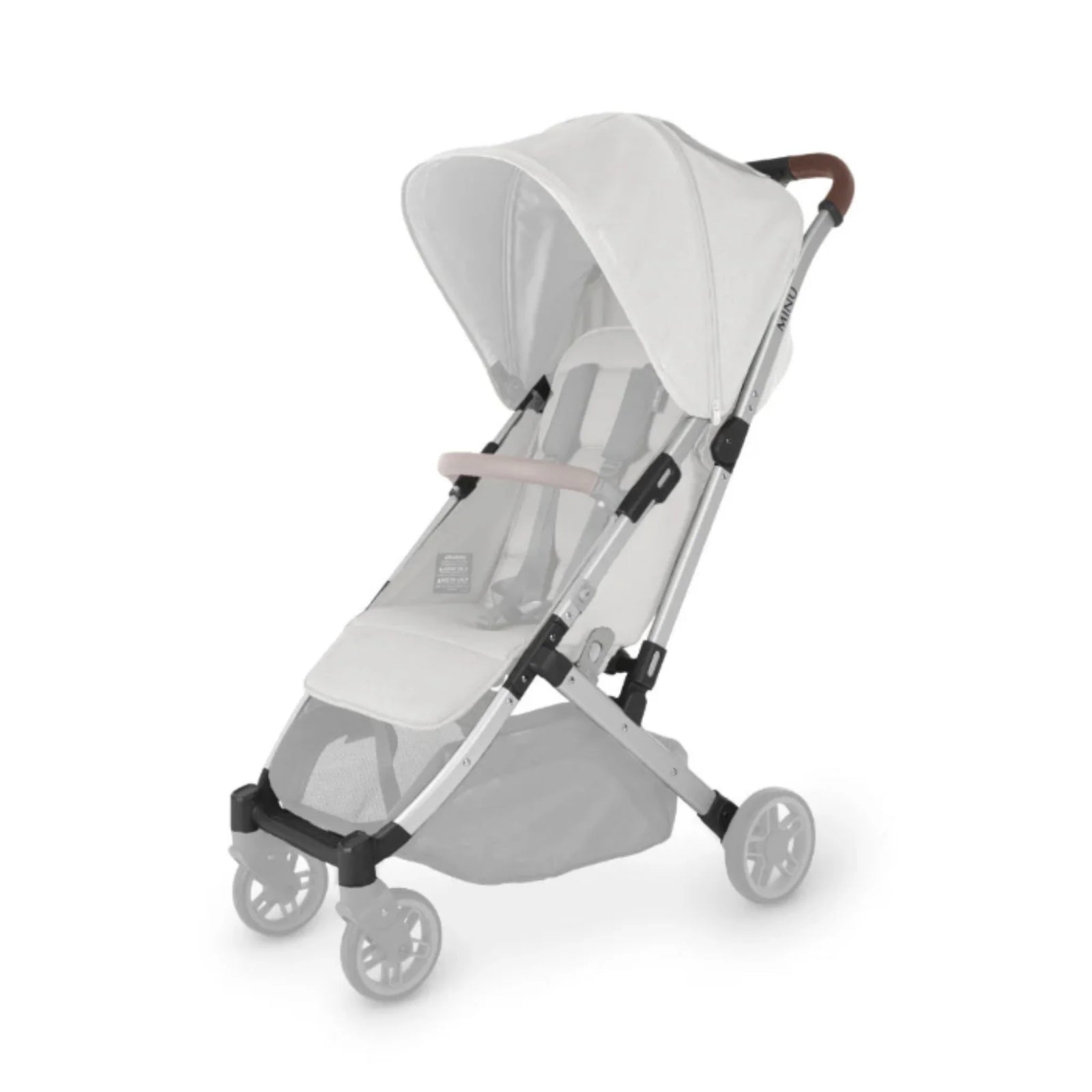 UPPAbaby Minu V2 replacement frame in silver with chestnut leather handlebar