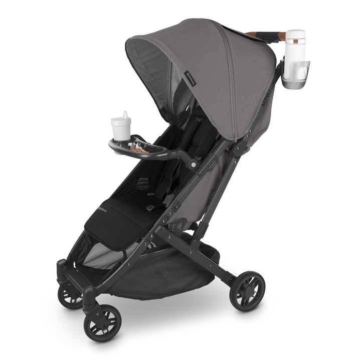 UPPAbaby Minu V2 stroller with the Minu V2 snack tray and cup holder