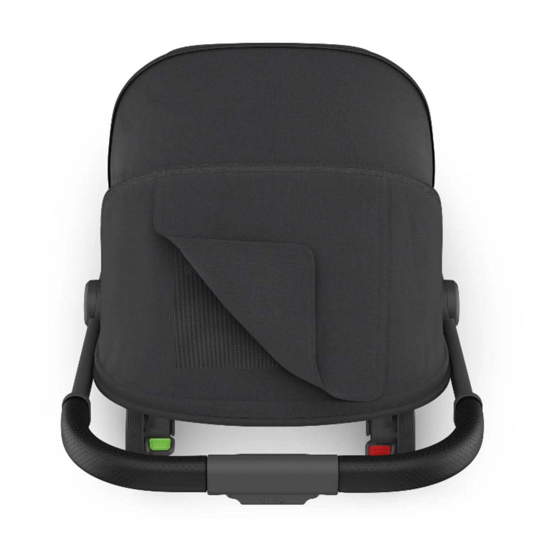 UPPAbaby MINU V3 stroller canopy peek-a-boo window, Jake black, top view on white background
