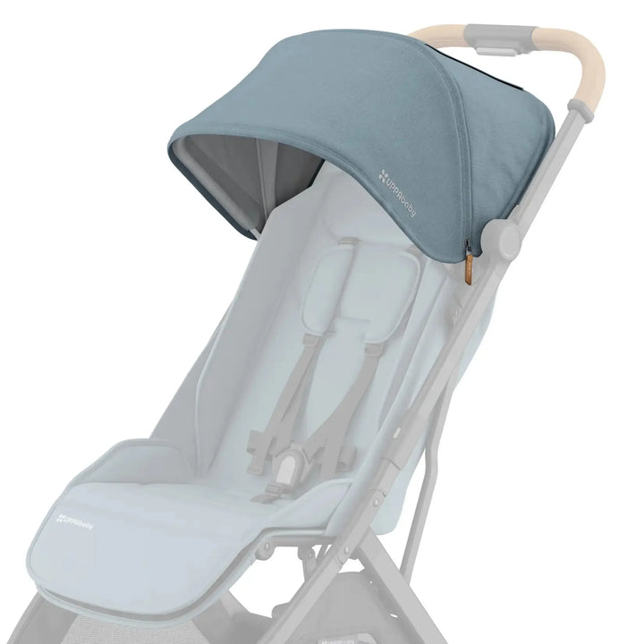UPPAbaby Minu V3 stroller with blue replacement canopy