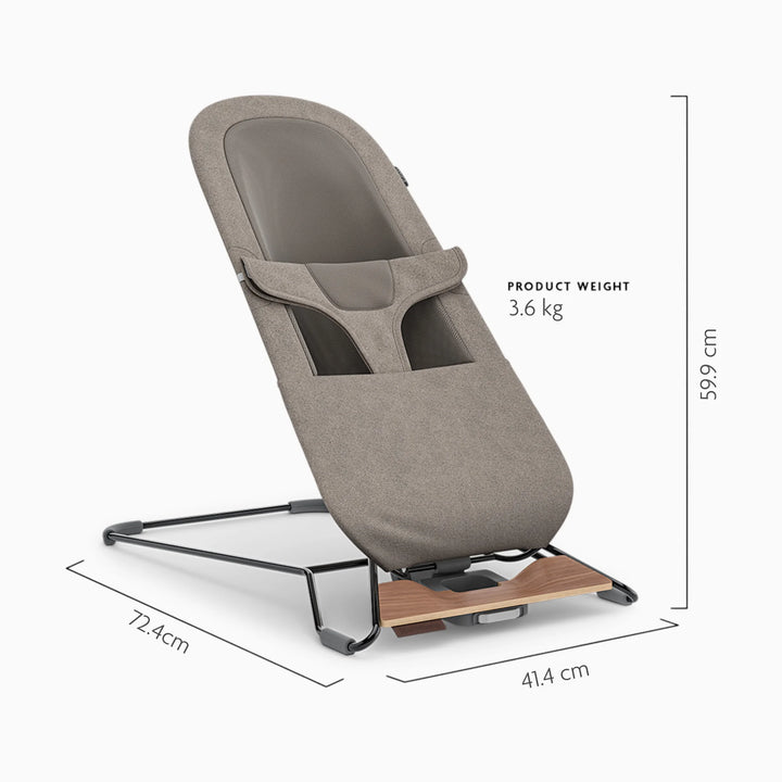 UPPAbaby todder seat and bouncer in taupe dimensions.