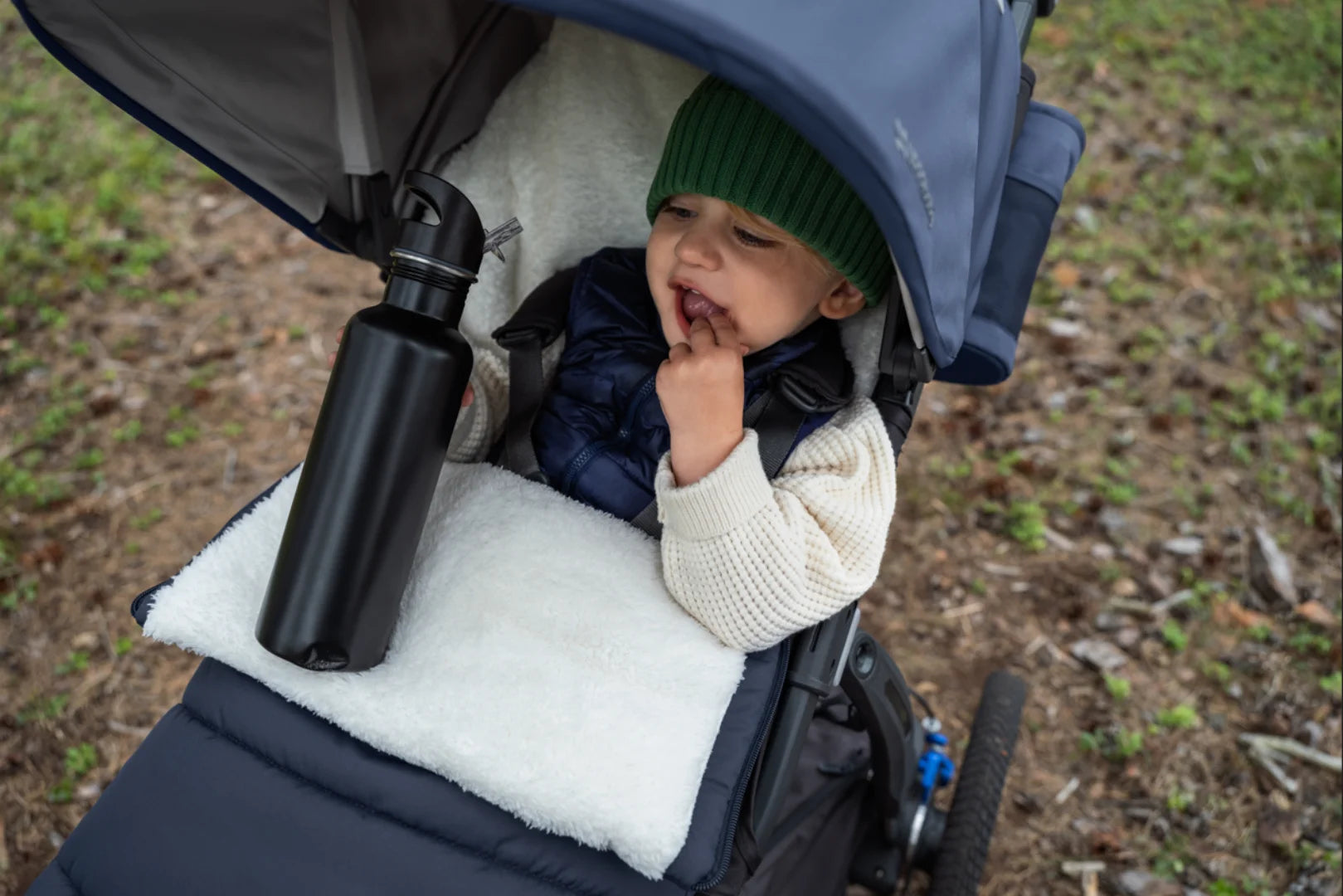 UPPAbaby Ridge Jogging Active Stroller with the CozyGanoosh in Noa. The Ridge has a deep and comfortable seat.