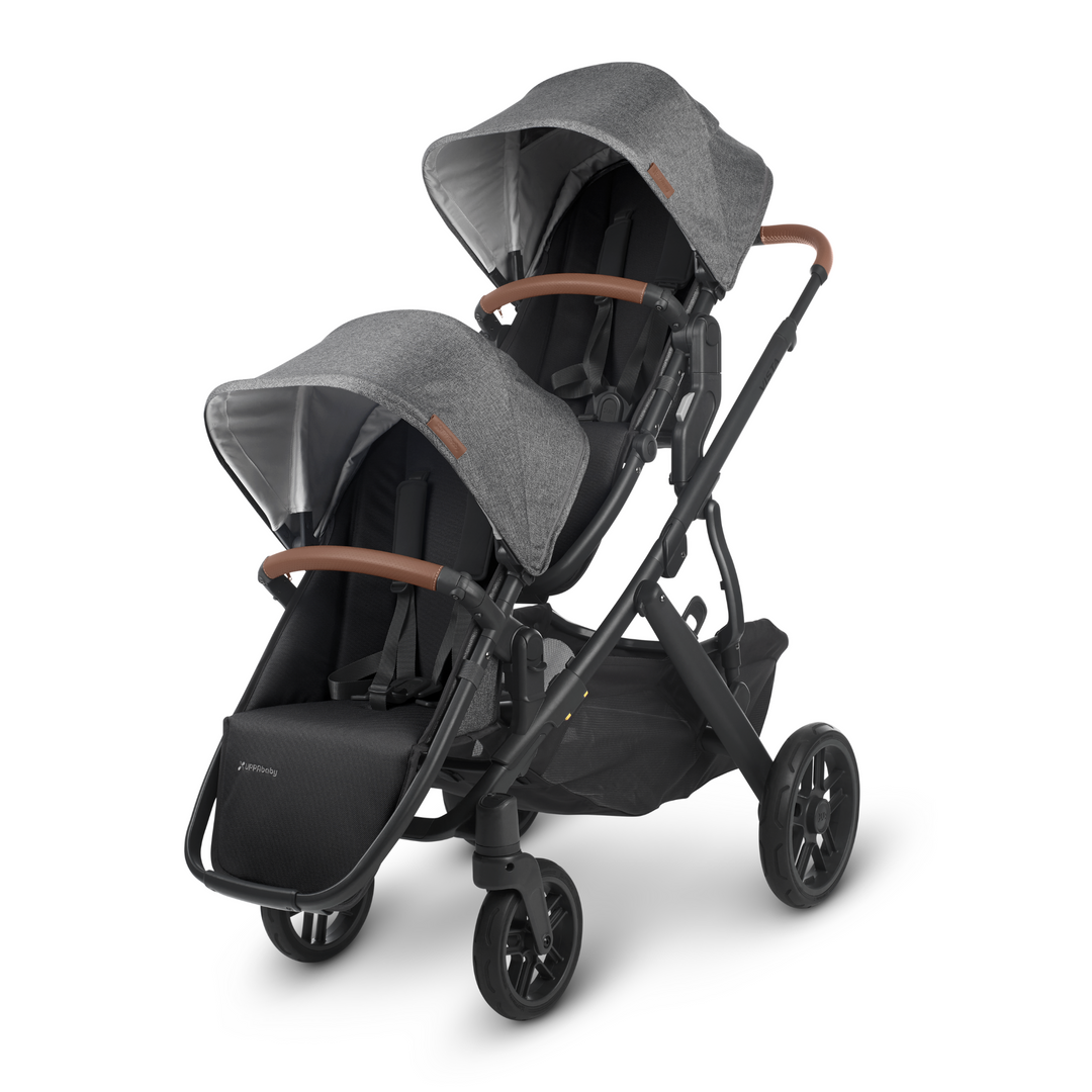 This is a product shot of the UPPAbaby RumbleSeat V2 in Greyson on Vista V2 stroller on a white background.