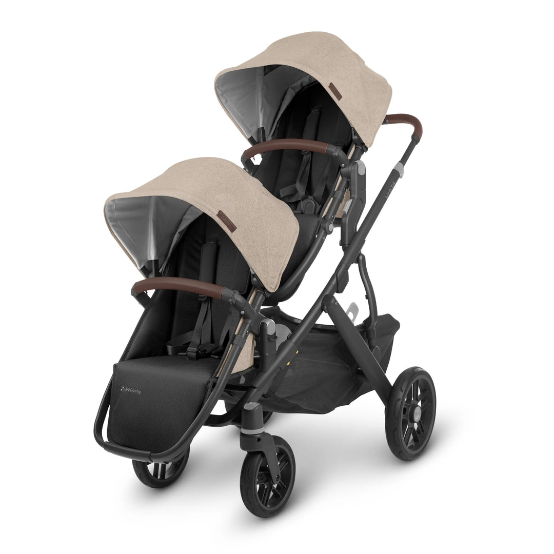 This is a product shot of the UPPAbaby RumbleSeat V2 in Liam on a Vista V2 stroller on a white background.