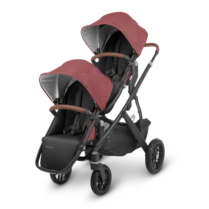 This is a product shot of the UPPAbaby RumbleSeat V2 in Lucy on a Vista V2 stroller on a white background.