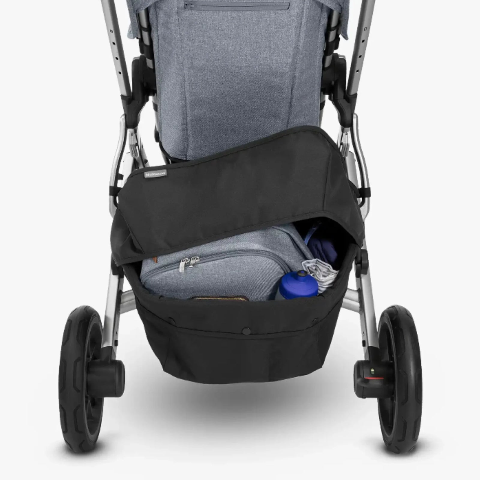 UPPAbaby Vista 2015–2019 basket cover attached to stroller, covering under-seat storage basket