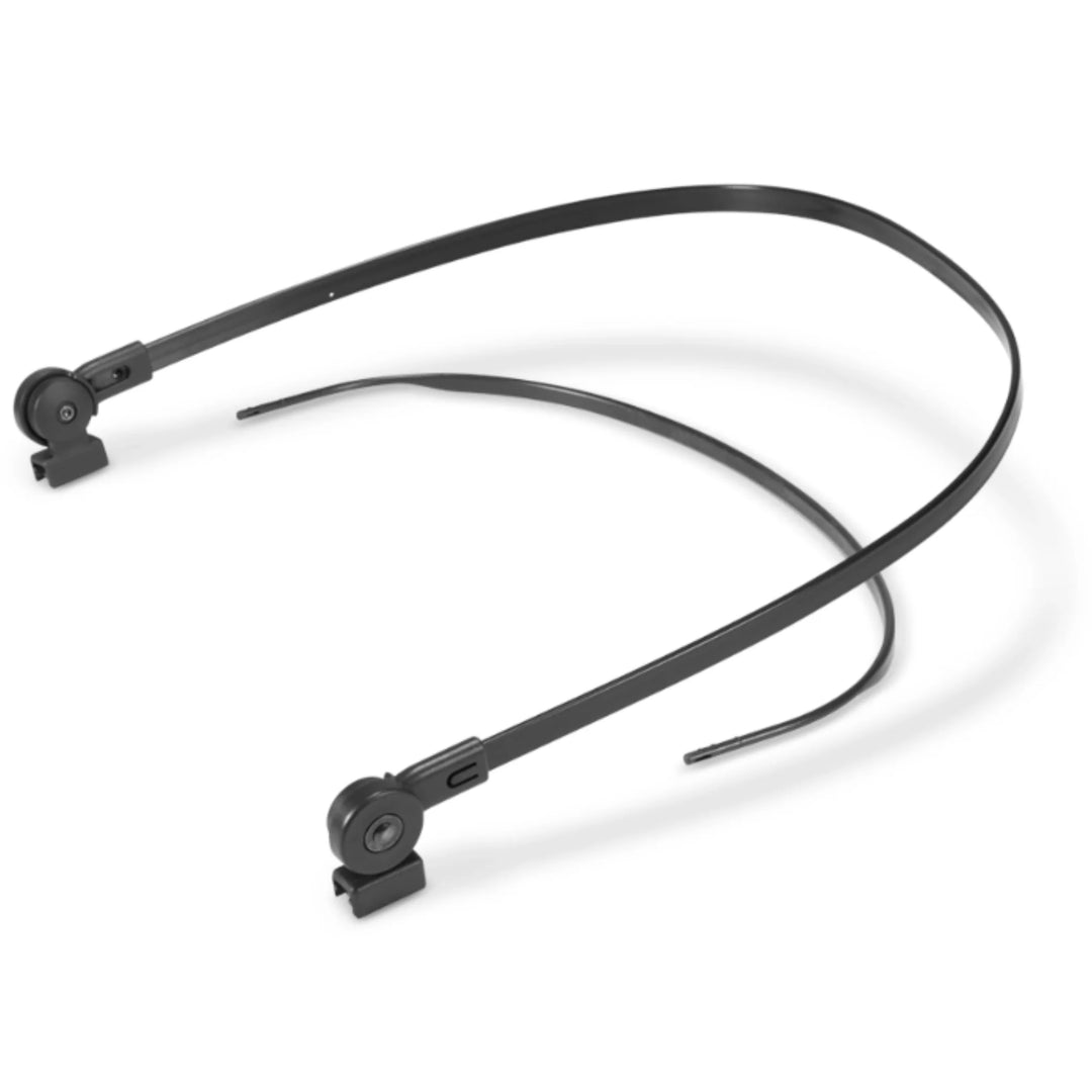 UPPAbaby MINU replacement canopy frame, black stroller canopy support rods with mounting connectors on a white background.