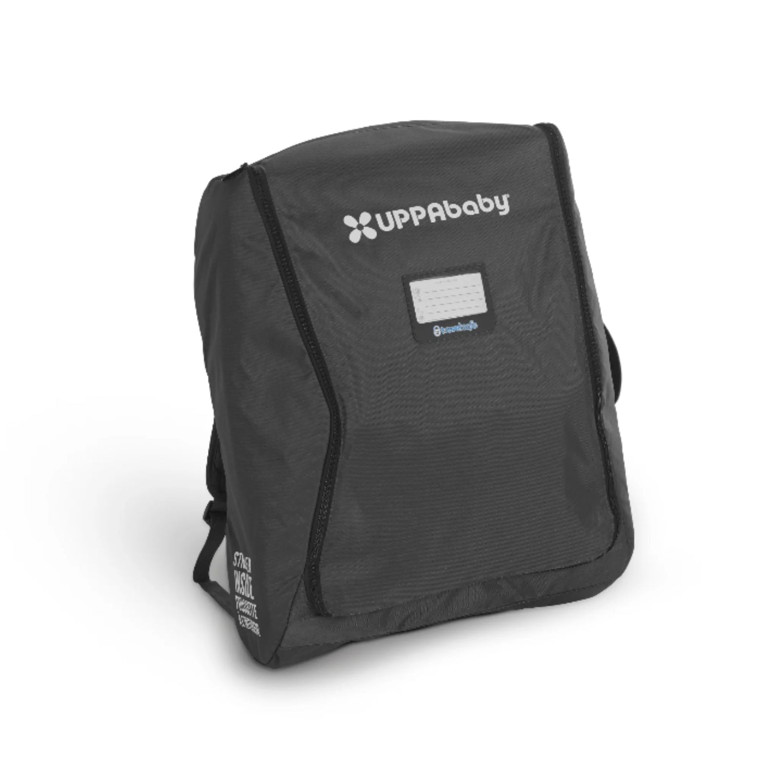 UPPAbaby Minu V2 stroller travel bag in black with backpack straps on a white background