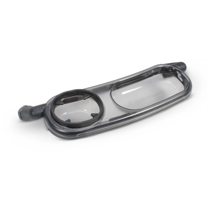 UPPAbaby stroller snack tray with built-in cup holder, removable child snack tray accessory on a white background