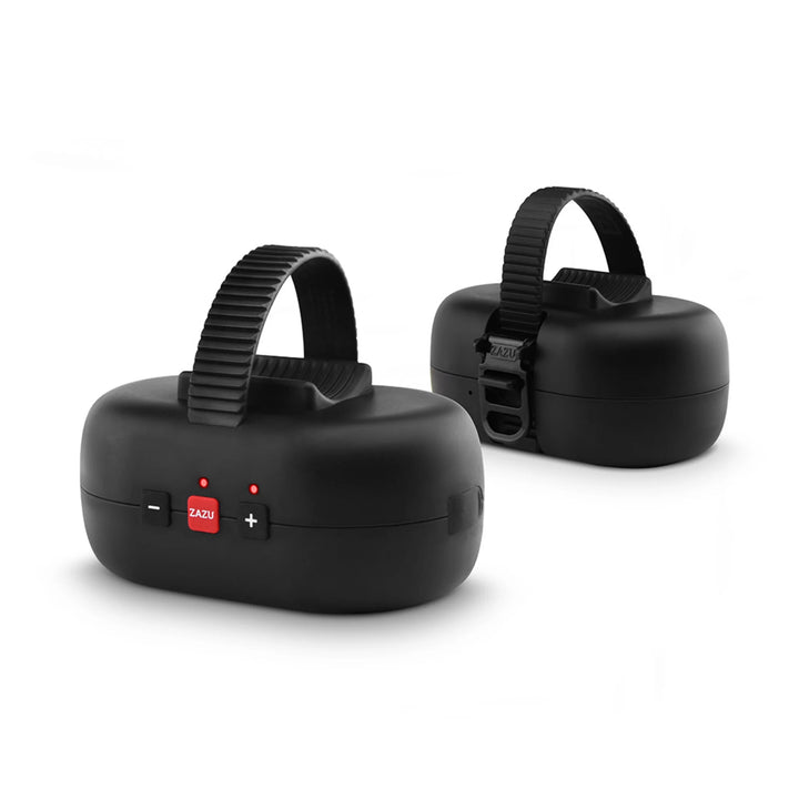 ZAZU Robby the Rocker automatic baby rocker device in black, featuring adjustable speed settings and strap attachment, designed to gently rock baby cribs, strollers, and bassinets for soothing sleep support.