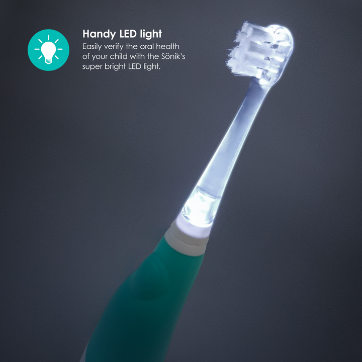 BBLuv Sonik Electric Toothbrush has a handy LED light, easily verify the oral health of your child with the Sonik's super bright LED light