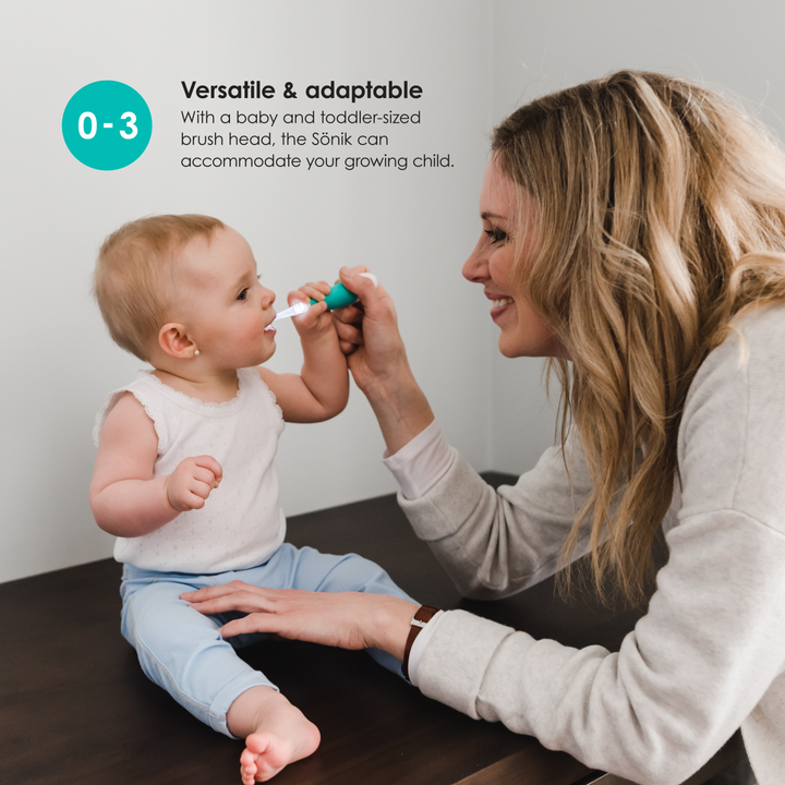 BBLuv Sonik Electric toothbrush is versatile & adaptable, with a baby and toddler-sized brush head, the Sonik can accommodate your growing child.