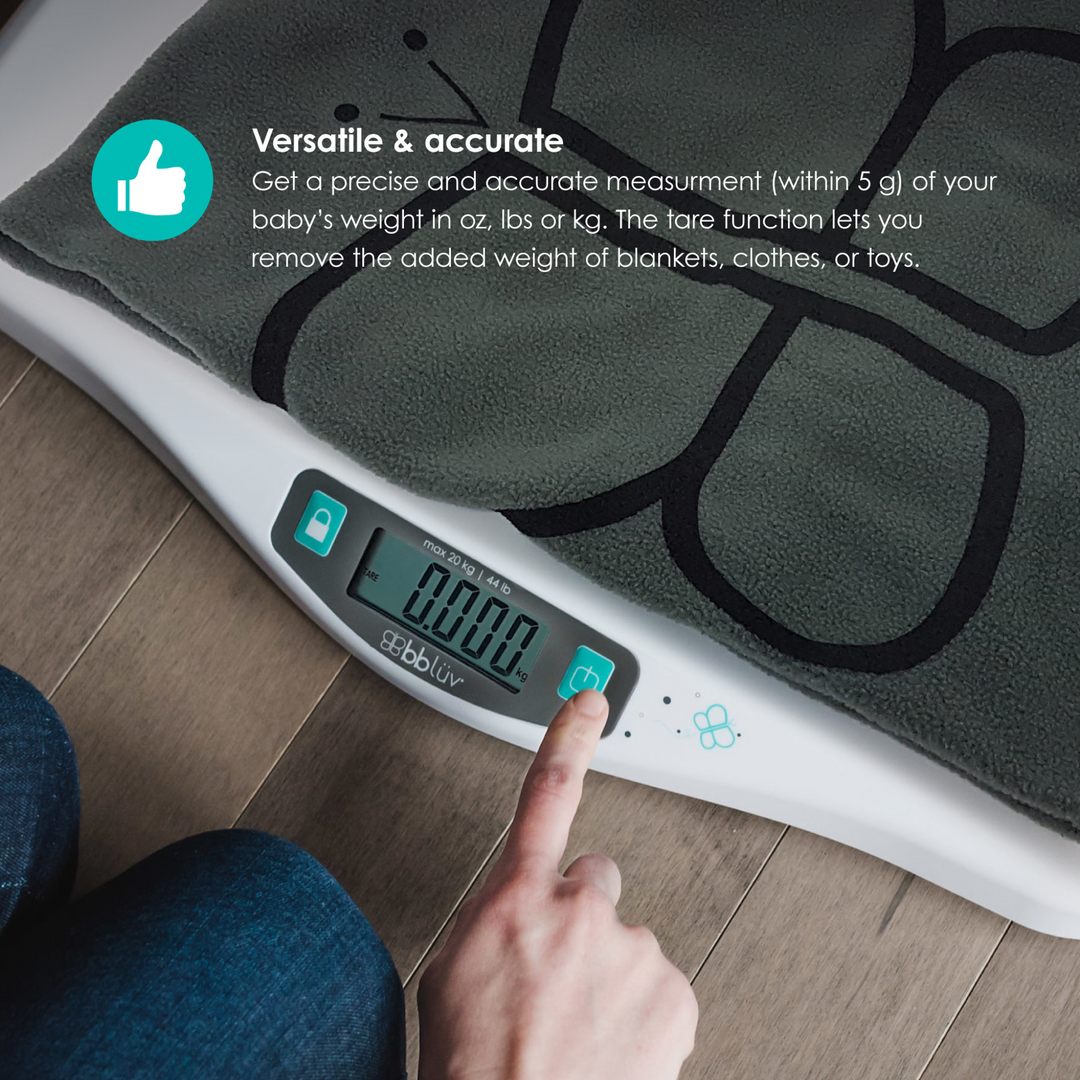 The BBLuv Kilo scales are versatile and accurate. Get a precise and accurate measurement (within 5g) of your baby's weight in oz, lbs or kg. The tare function lets you remove the added weight of blankets, clothes or toys.