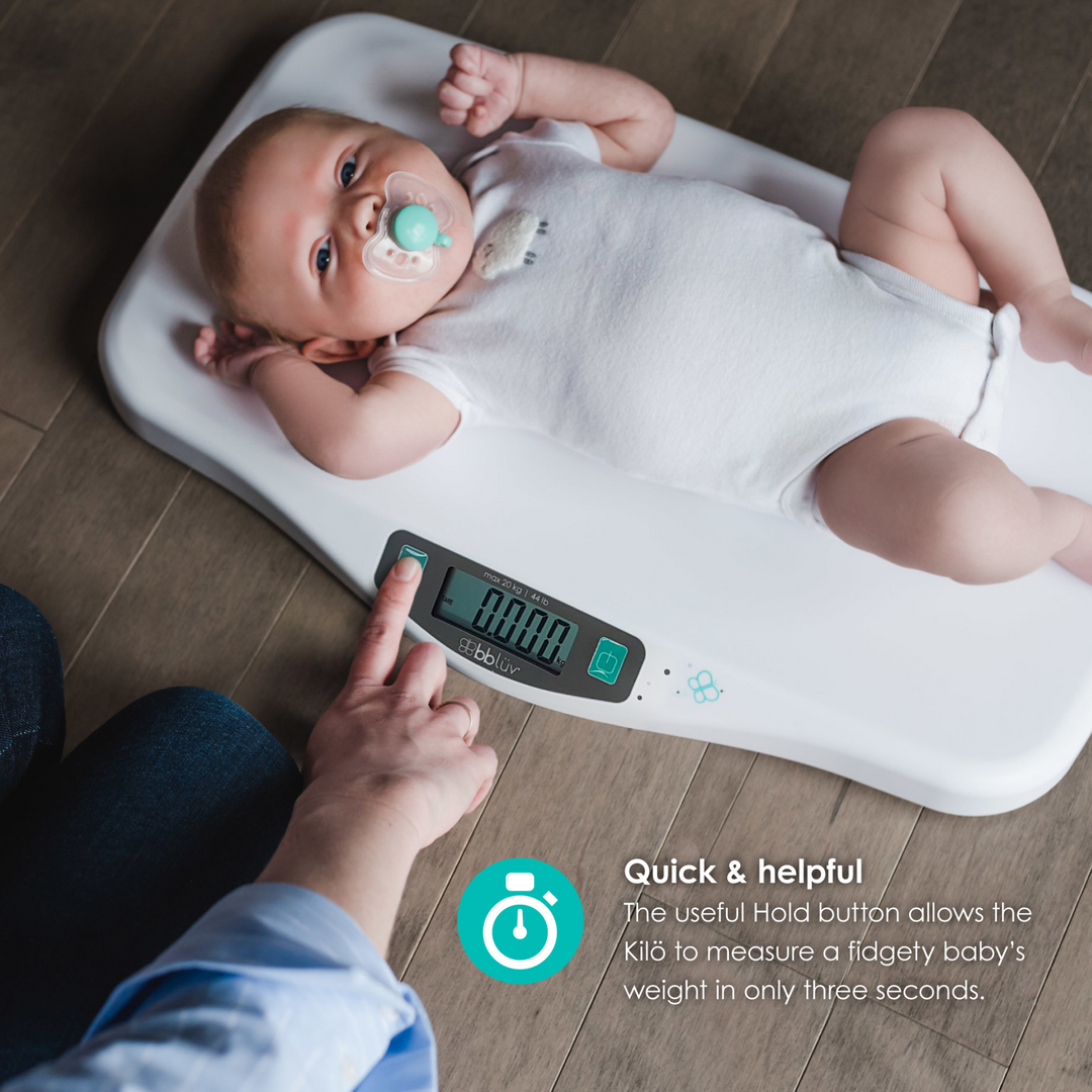 The BBLuv Kilo is quick and helpful. The useful hold button allows the kilo to measure a fidgety baby's weight in only three seconds.