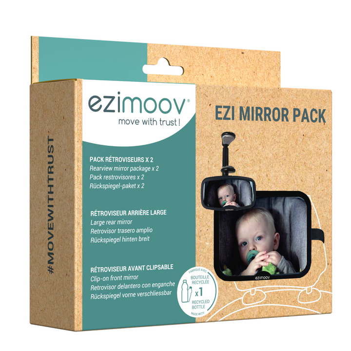 This is an image of the recyclable cardboard box for the Ezimoov car mirror pack.