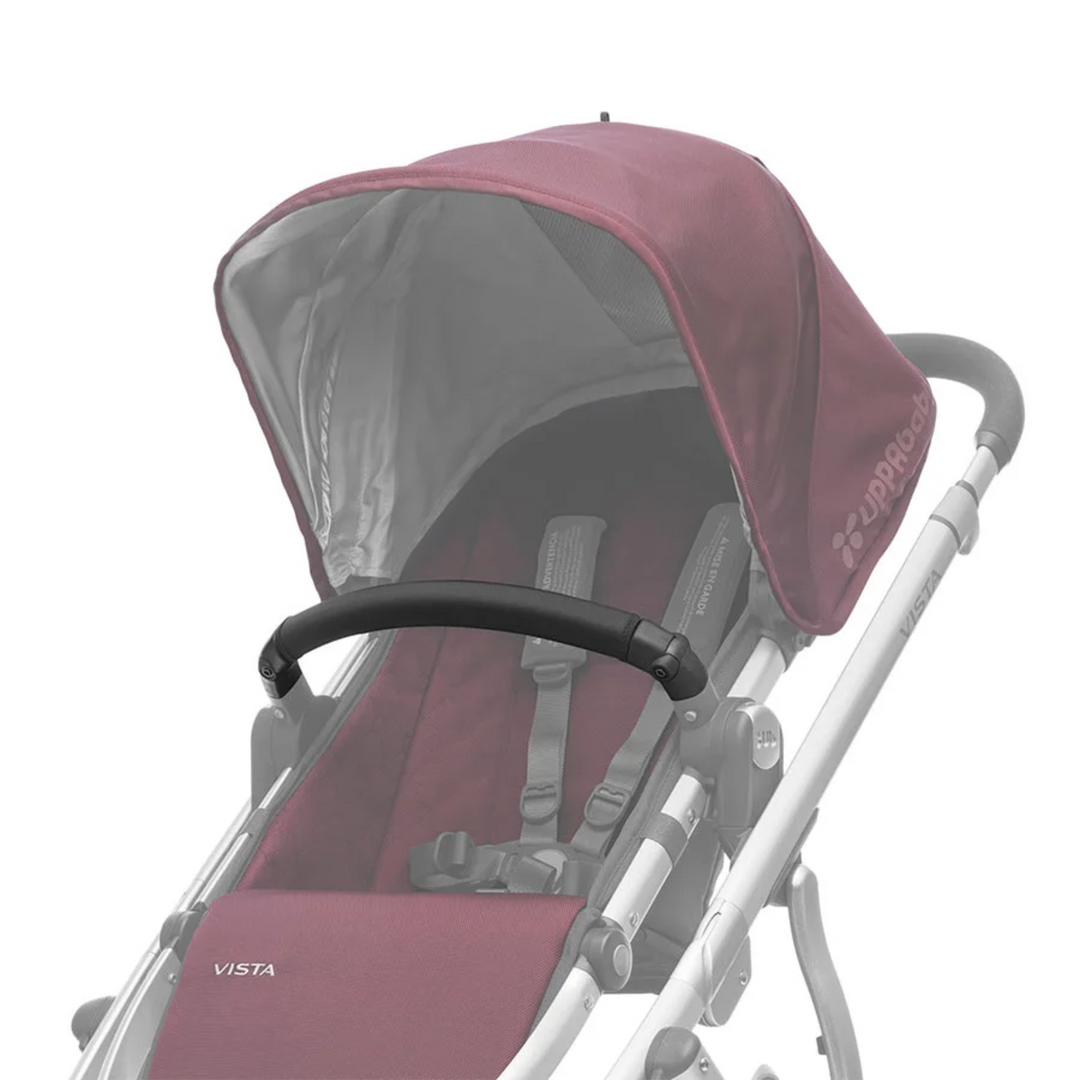 This image shows what the bumper bar is and where it is placed on the stroller.