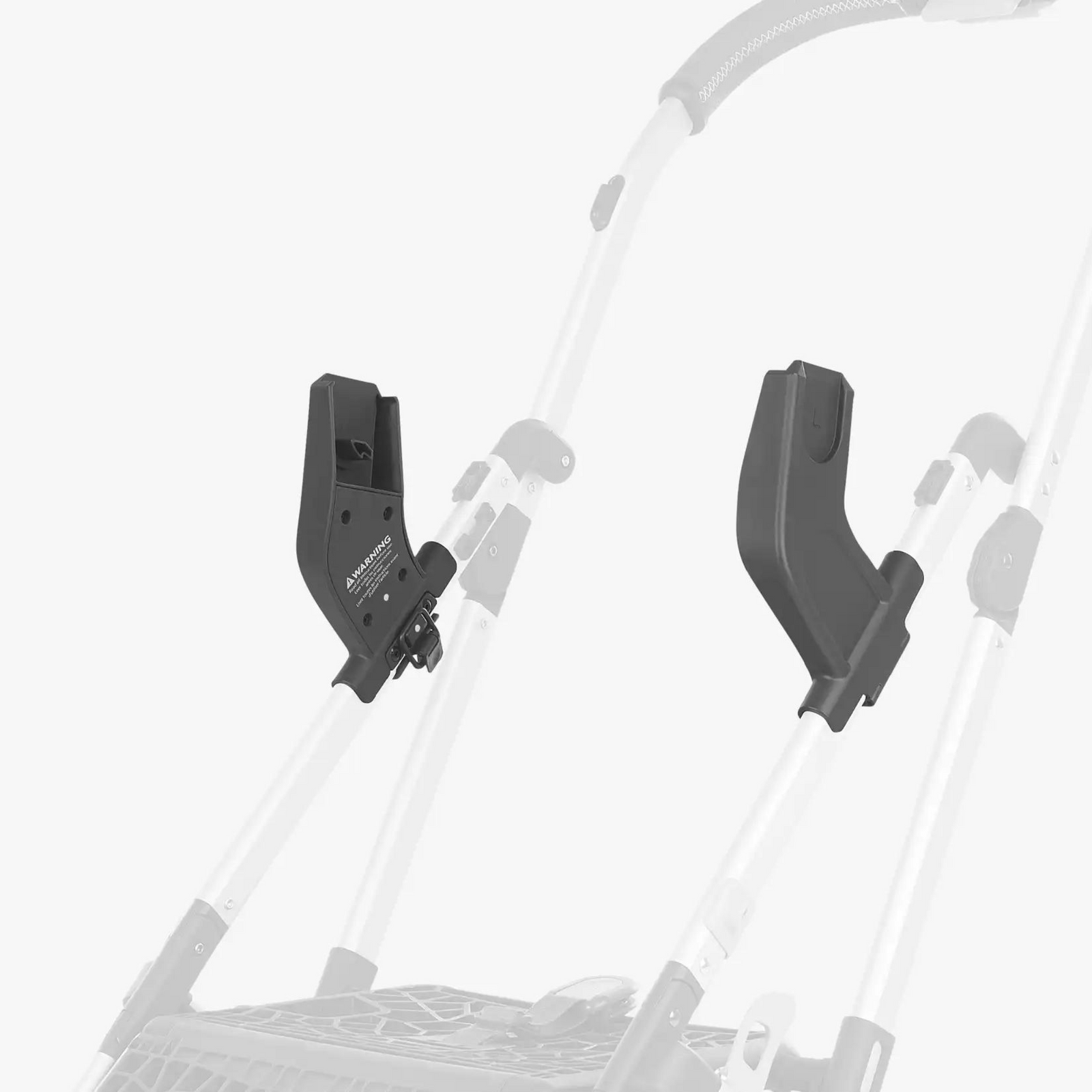 This is a product shot of the UPPAbaby Minu car seat adapters on the frame of the stroller