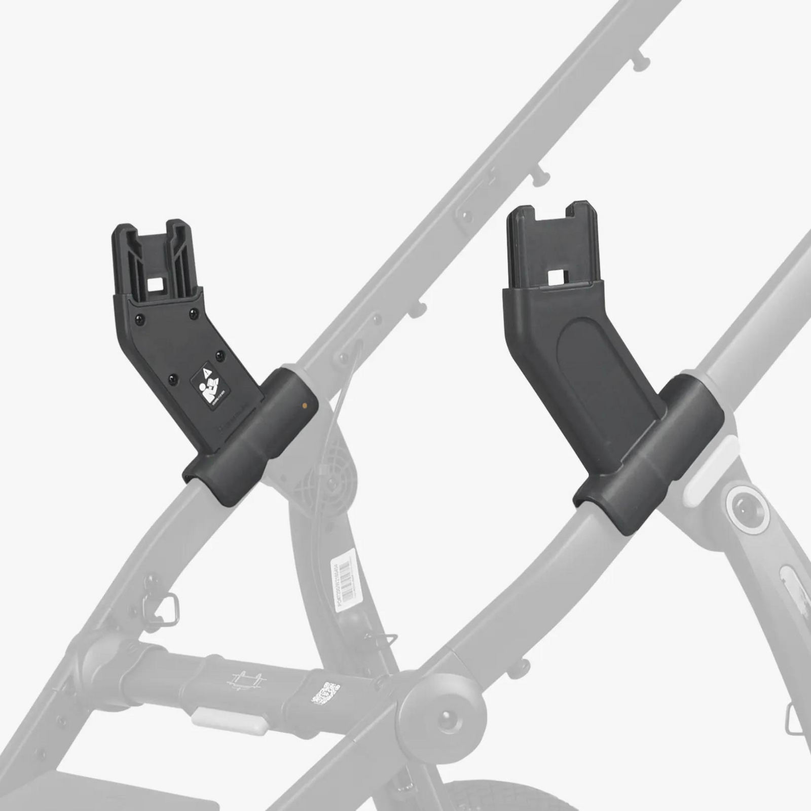 This product shot shows the Ridge Carrycot and Mesa i-Size Infant Car Seat Adapters on the Ridge frame